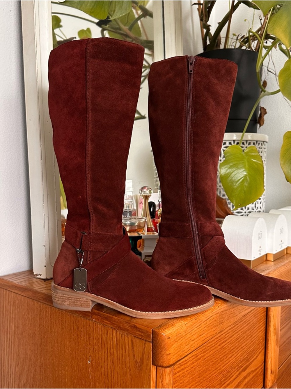 Jessica Simpson Women's Tall Suede Riding Boots in Deep Burgundy - Picture 9 of 9